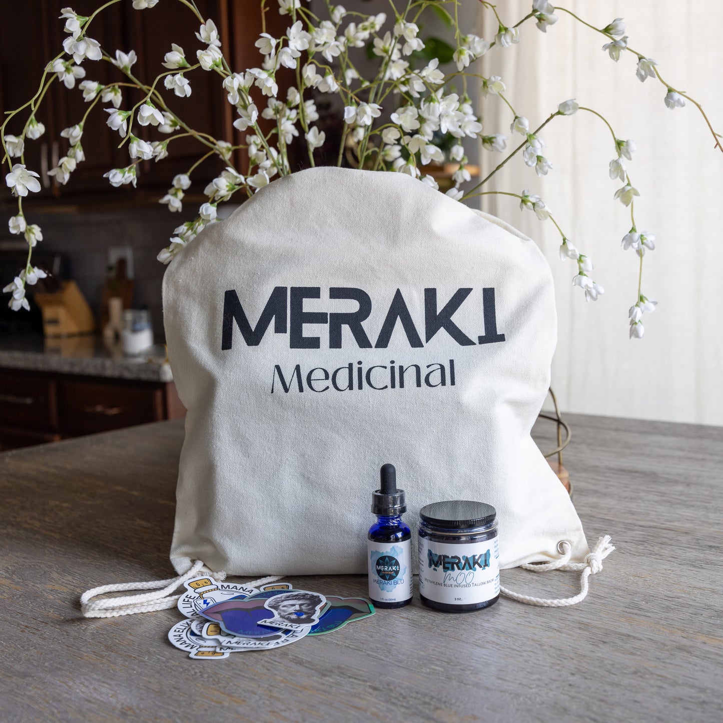 100% Cotton Meraki Mug Drawstring Bag