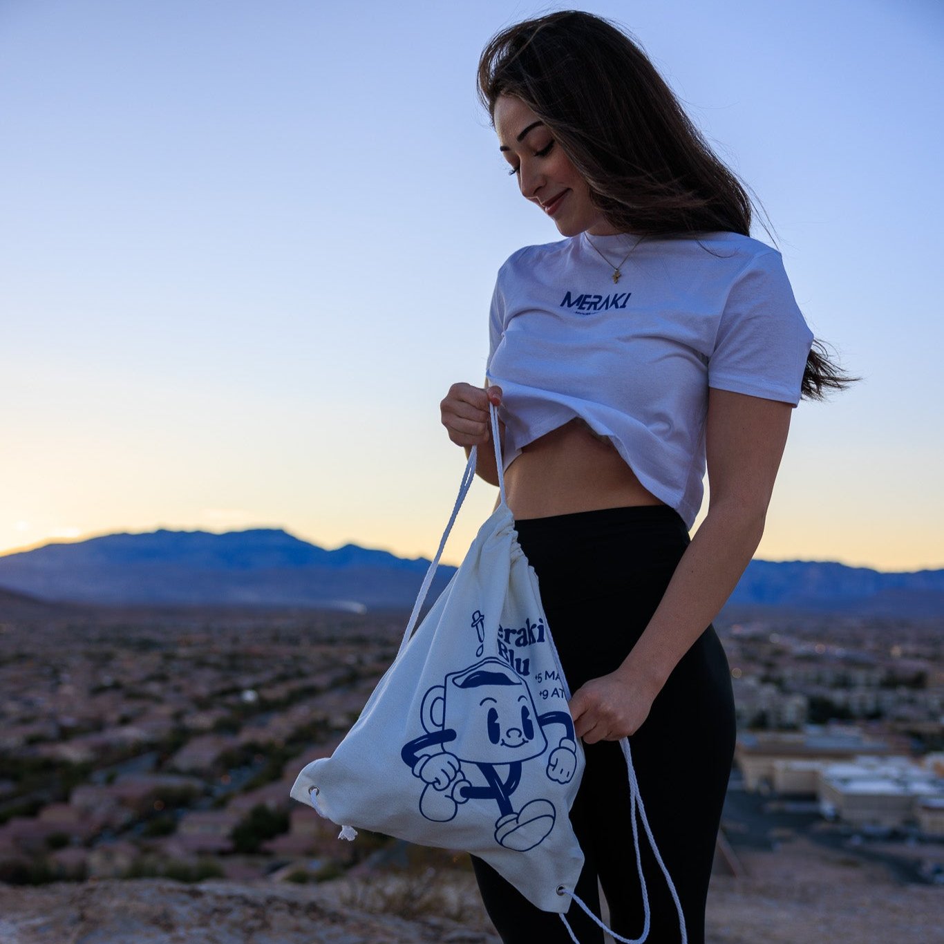 100% Cotton Meraki Mug Drawstring Bag