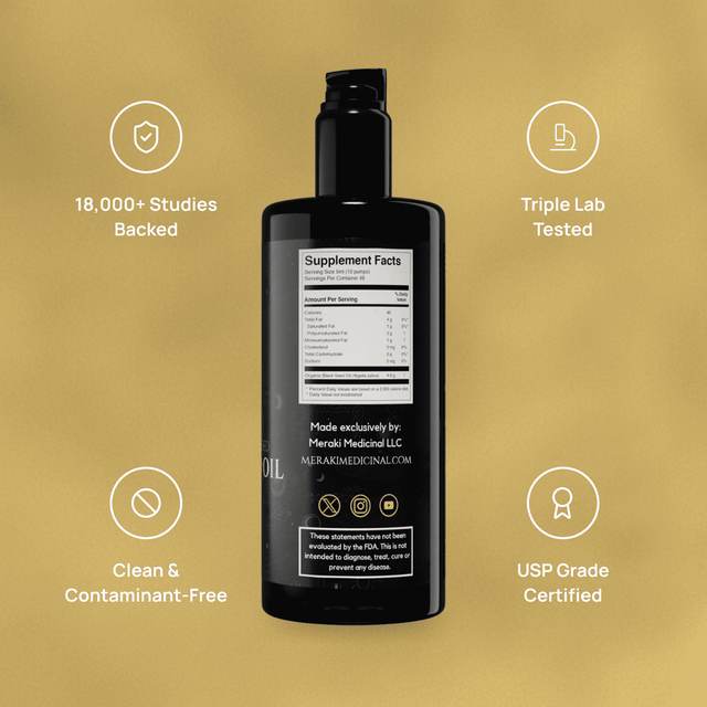 High Potency Cold-Pressed Organic Black Seed Oil with 3% Thymoquinone