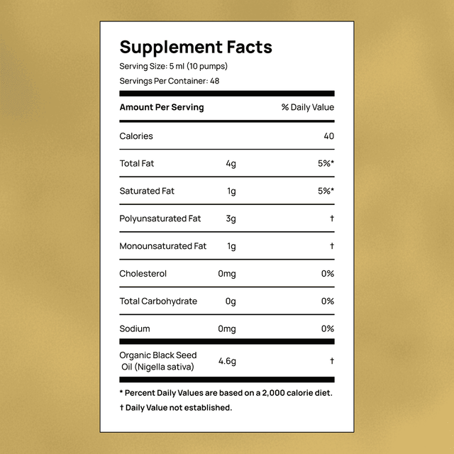 High Potency Cold-Pressed Organic Black Seed Oil with 3% Thymoquinone