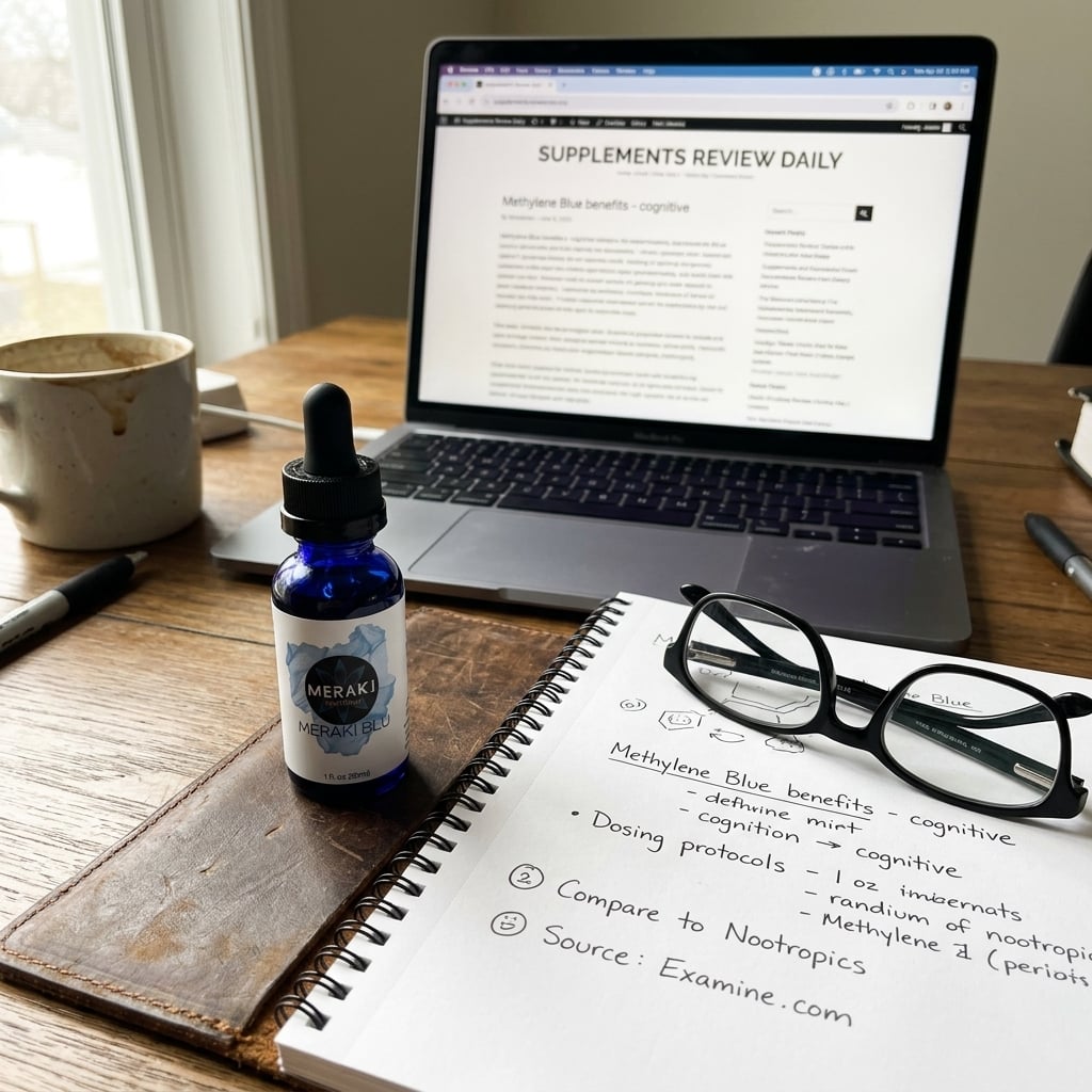 David's desk with research notes and Meraki Blu