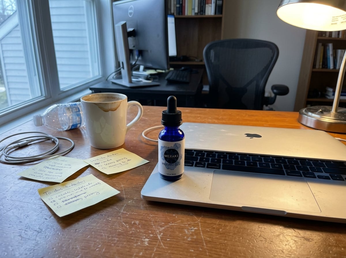 Laura's home office desk with Meraki Blu